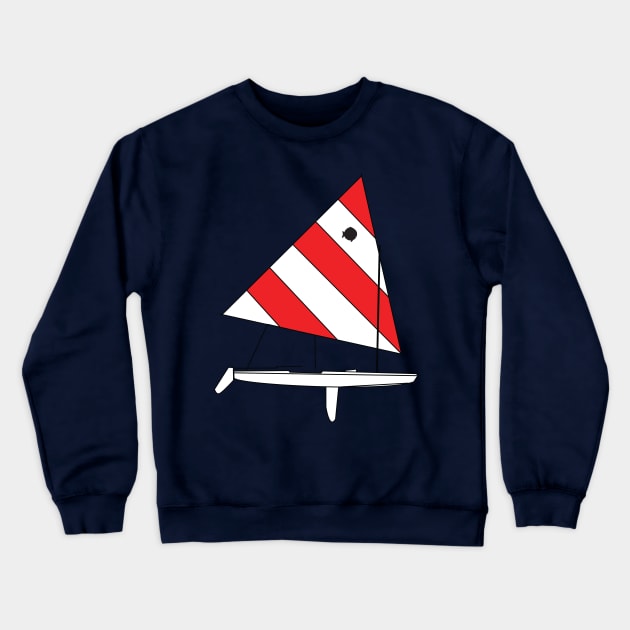 Sunfish Sailboat - Red White Sail Crewneck Sweatshirt by CHBB